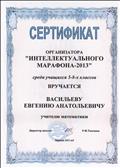 Сертификат организатора "Интеллектуального марафона-2013" среди учащихся 5-8 классов Сертификат организатора "Интеллектуального марафона-2013" среди учащихся 5-8 классов